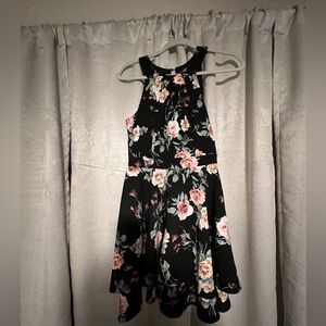 Black floral cocktail dress